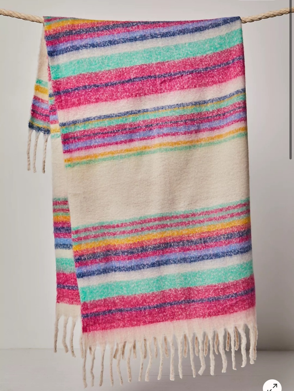 Free People Skye Stripe Fringe Throw Blanket
